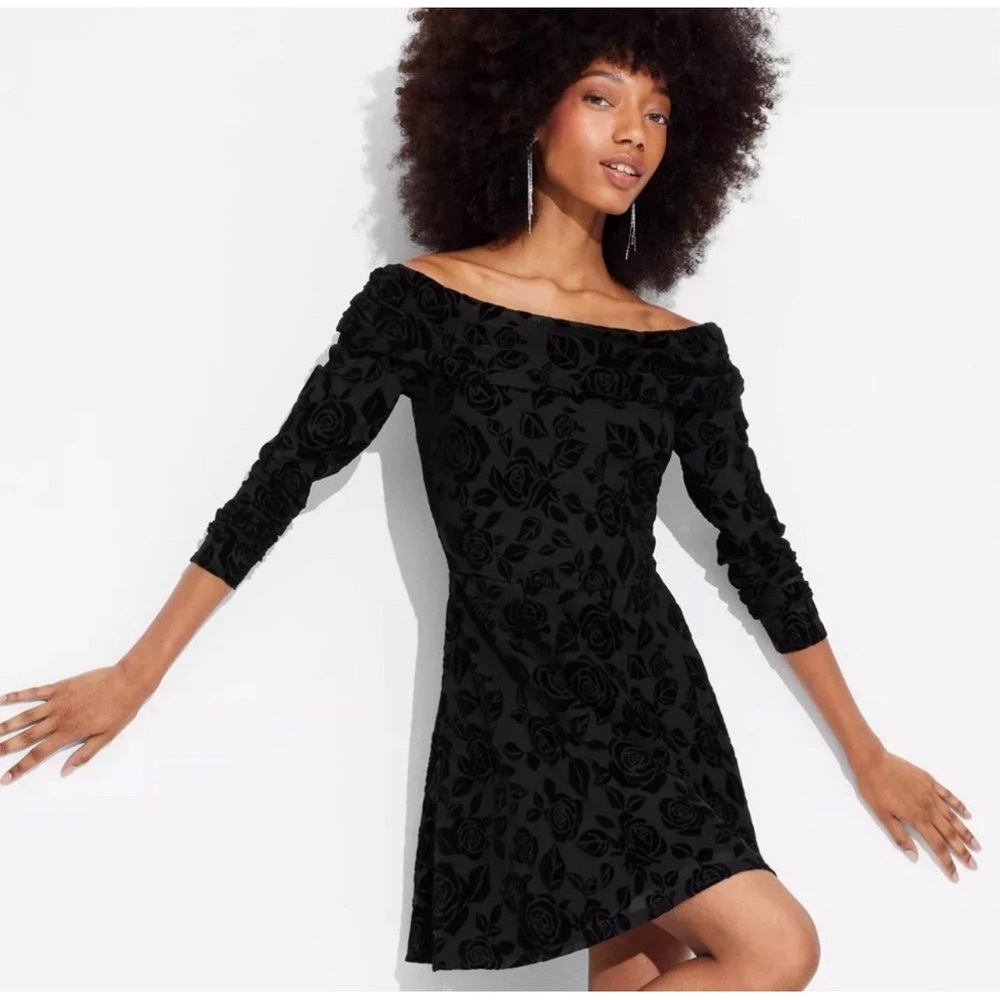 Wild Fable Black Off-Shoulder Sheath Dress